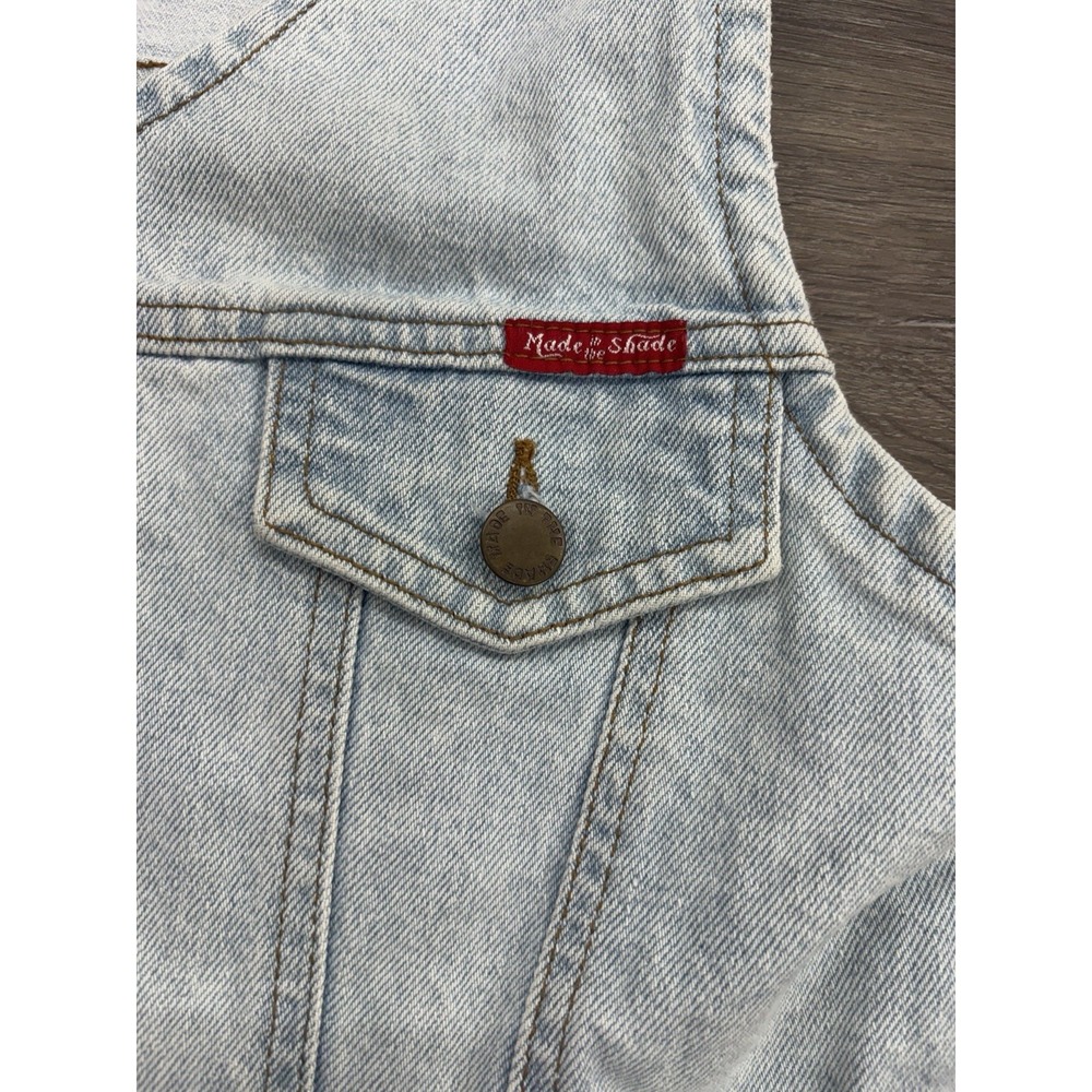 Vintage 90s Women's Denim Vest Western Biker Bartender Made in USA Distressed - Picture 5 of 8